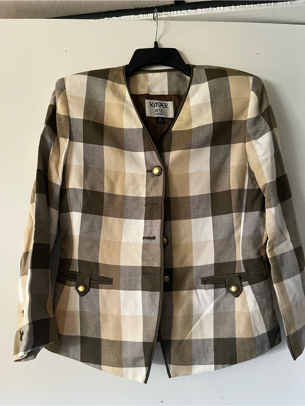 Vtg Kasper blazer jacket plaid fall colors 10 petite